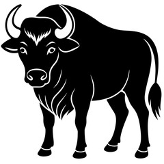 Buffalo Line Art Vector Black and White Drawing Illustration Design