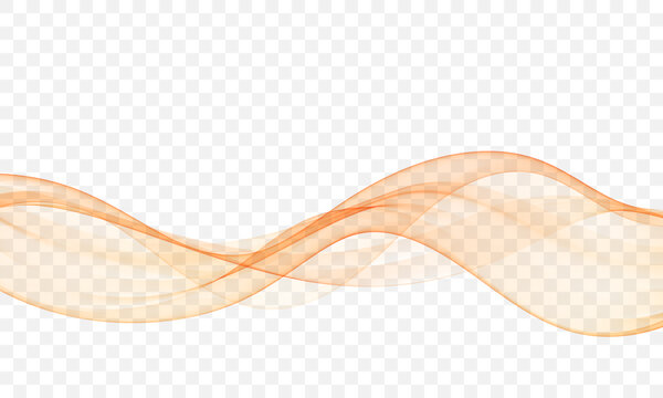 Abstract orange waves gracefully flowing on a transparent background, conveying energy and movement.