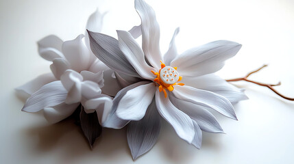 Obraz premium A white flower with a yellow center. Generated using AI.