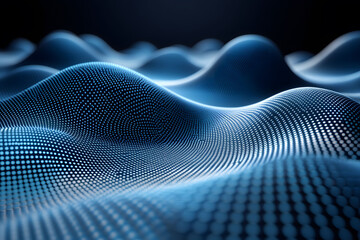 Abstract Digital Waveform Landscape: Blue Dotted Surface Design for Futuristic Aesthetics