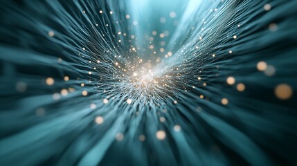 Data stream tunnel, glowing particles, abstract background, tech concept