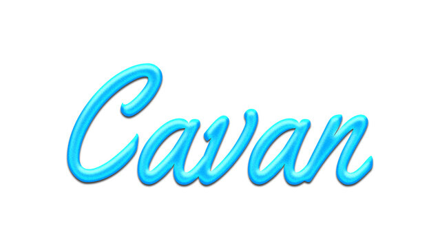 Glowing blue effect of name Cavan on white background.