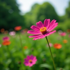 Obraz premium single wildflower in a garden, bloom, plant