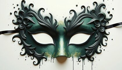Elegant abstract mask design with floral patterns on white background  