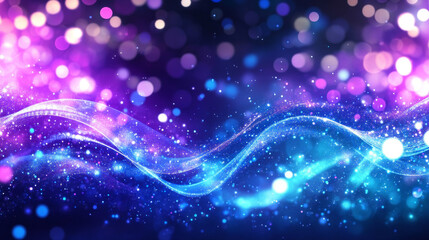Obraz premium Abstract background with glowing blue and purple waves, creating vibrant and dynamic atmosphere