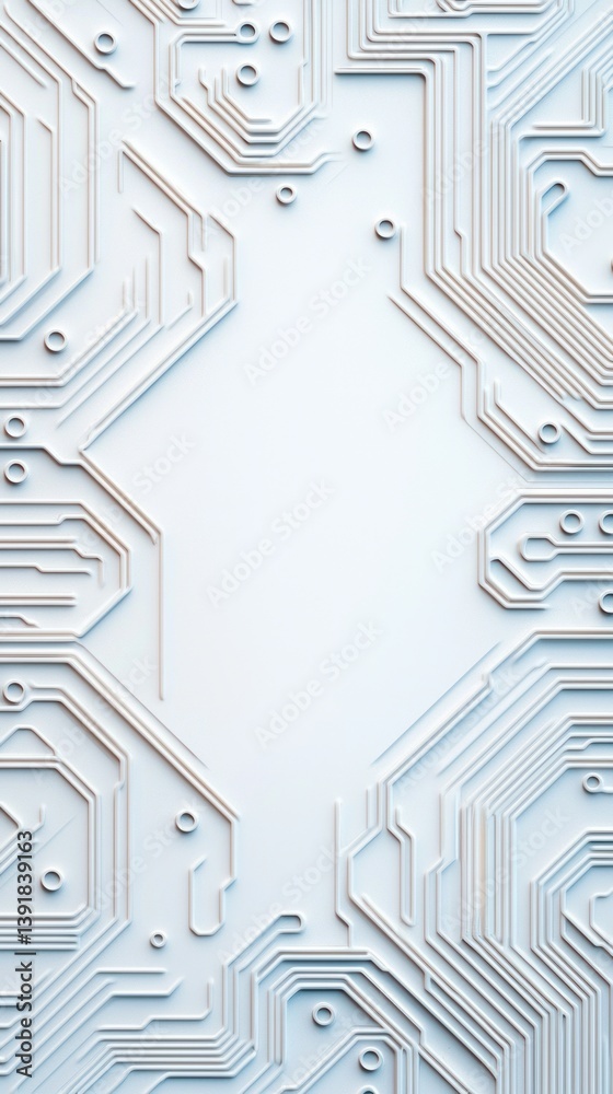 Aufkleber Abstract white circuit board design with central empty space ideal for text or placement.