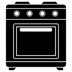 Fototapeta premium Kitchen Oven Silhouette – B&W Vector Icon for Design.