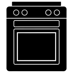 Minimalist Oven Silhouette Icon Vector in Monochrome.