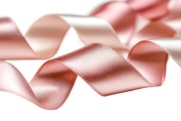  Flowing champagne and rose gold ribbons intertwined on transparent background, perfect for premium champagne labels and luxury beverage marketing 