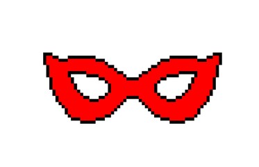 Mardi Gras, Carnival Mask, pixel drawing of carnival mask. For embroidery, design, children's creativity. Mosaic.