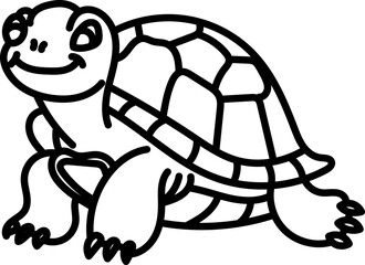 Coloring Page Outline of Cartoon Turtle. Ocean Animals. Coloring Book for Kids.