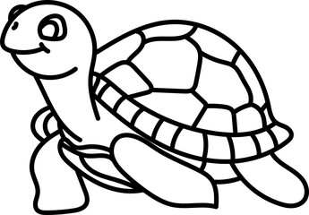 Coloring Page Outline of Cartoon Turtle. Ocean Animals. Coloring Book for Kids.