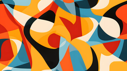 Obraz premium Artistic cubism colorful geometric fragment pattern abstract decorative painting
