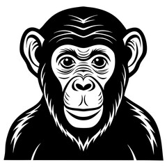 Chimpanzee Line Art Vector Black and White Drawing Illustration Design