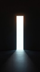 Bright Light Emanating from an Open Doorway in a Dark Room