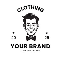 Retro bold style male mascot logo for fashion brand