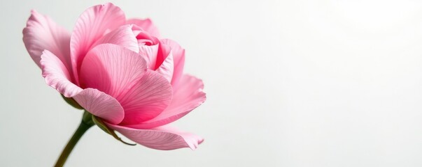 Delicate flower petals unfurl on a pure white background, garden, bloom