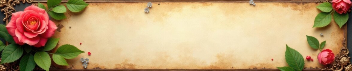 Obraz premium A single blank page in an antique photo album frame, aged, antique