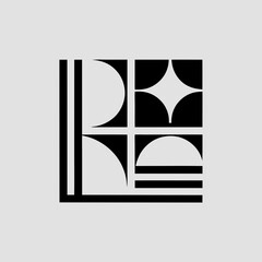 Fototapeta premium Abstract geometric design with circles and square shapes