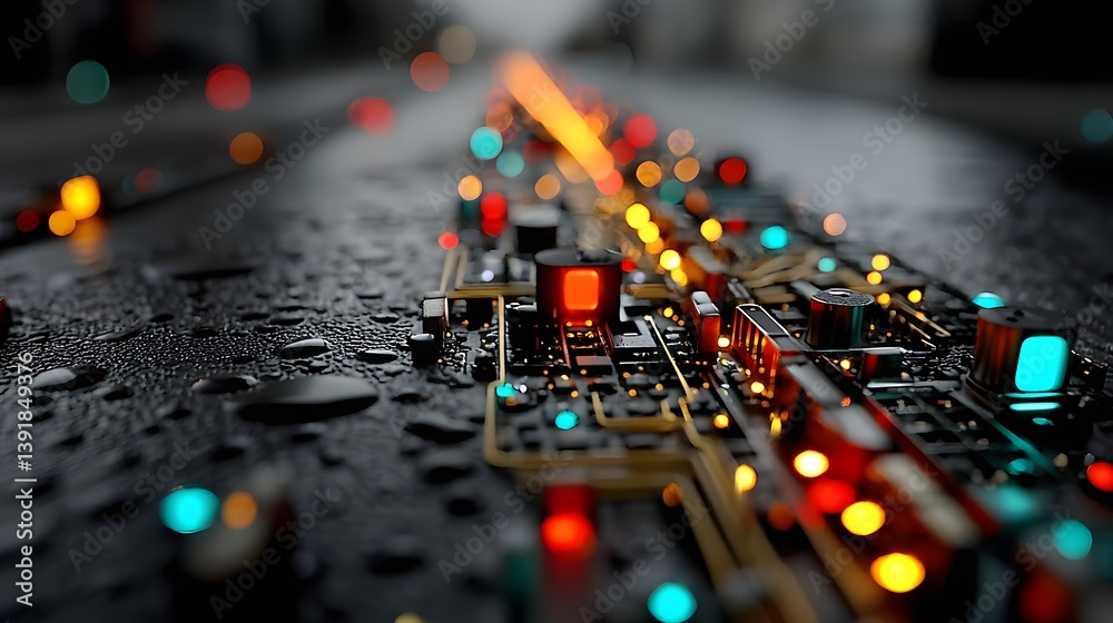 Poster cutting-edge ai concept of innovation, large language model glowing within a matrix of machine learn