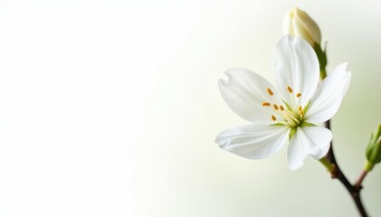 Obraz premium Delicate white flower blossoms against pure white background, wildflower, peaceful, botany