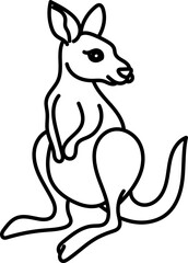 Coloring Page Outline of Cartoon Kangaroo. Wild Animals. Coloring Book for Kids.