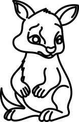 Coloring Page Outline of Cartoon Kangaroo. Wild Animals. Coloring Book for Kids.