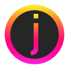 Stylized Lowercase letter j with neon gradient and dark circle background, perfect for tech branding, app icon, or modern digital media.