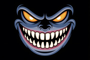 Naklejka premium Nightmarish Grin: A Ghastly Vector Illustration of a Monstrous Face