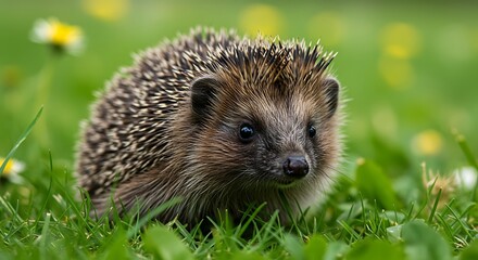 Hedgehog Haven A Prickly Friend Springtime Stroll Nature's Tiny Warrior Among The Daisies Whispers Of The Meadow Green Meadow Wanderer Little Spines Big Heart Secret Garden Dweller Quiet Moment