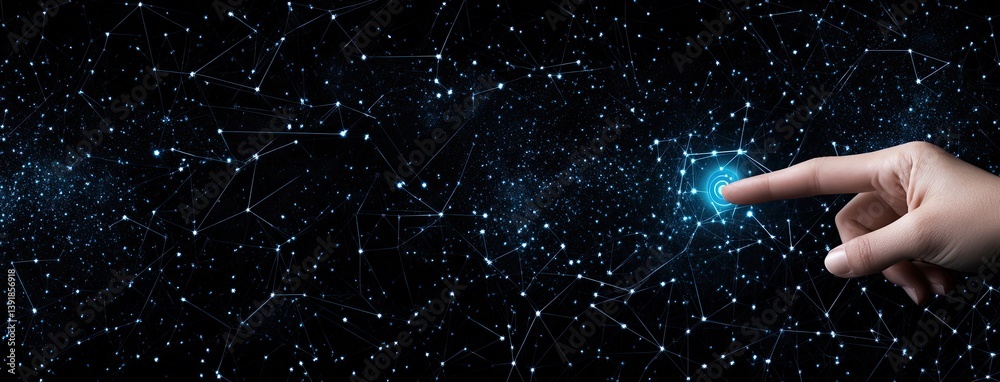 Poster a close-up of blue interconnected data nodes highlights the complexity of digital technology against