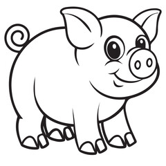 vector simple character baby pig
coloring page pig