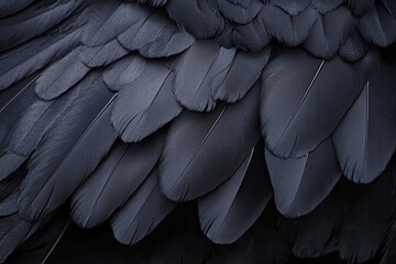 Obraz premium Close Up of Dark Plumage Feathers for Textures and Abstract Background