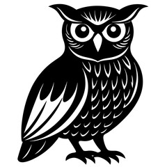 Owl Line Art Vector Black and White Drawing Illustration Design