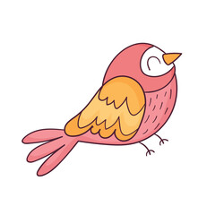 Cute pink bird cartoon illustration