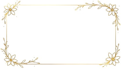 Obraz premium Elegant Golden Floral Border, Ornate Invitation Frame, Decorative Greeting Card Border, Customizable Blank Center, Intricate Gold Floral Design, Sophisticated Ornamental Frame