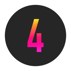 Fototapeta premium Number 4 with colorful gradient on a plain dark circle, clean and minimal design for logo, branding, UI, or creative identity.