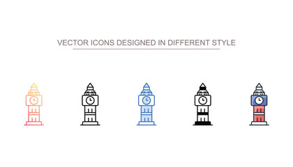 Big Ben icon design with white background stock illustration