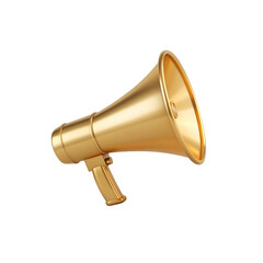 Golden Metallic Megaphone on transparent background.


