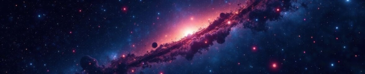 Fototapeta premium Glowing stars in the vast blackness of the universe , starfield, darkness, astrophysics