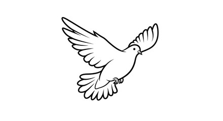 Fototapeta premium Elegant Line Art Illustration of a Dove in Flight: A Symbol of Peace and Hope