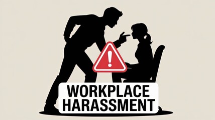 Workplace Harassment Silhouette: A stark silhouette depicting a scene of workplace harassment, the image is a powerful representation of unwelcome conduct, intimidation.