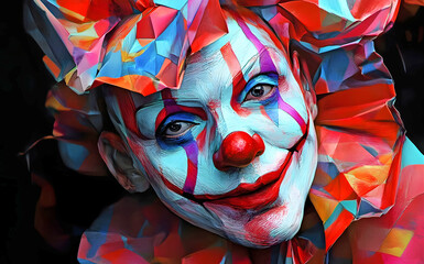 close up of a clown face, ai generated.