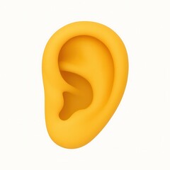 3D cartoon illustration of a human ear isolated on white background