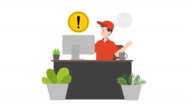 A man is talking about sharing information over the Internet cartoon animation
