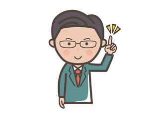 ポイントを説明する中堅エリート風男性ビジネスマンの上半身イラスト