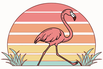 Graceful Flamingo Logo .Modern Tropical Wildlife Design