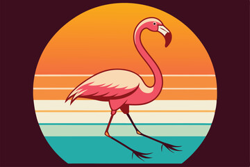 Graceful Flamingo Logo .Modern Tropical Wildlife Design