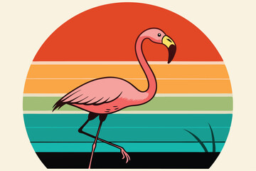 Graceful Flamingo Logo .Modern Tropical Wildlife Design