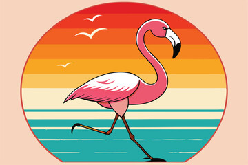 Graceful Flamingo Logo .Modern Tropical Wildlife Design